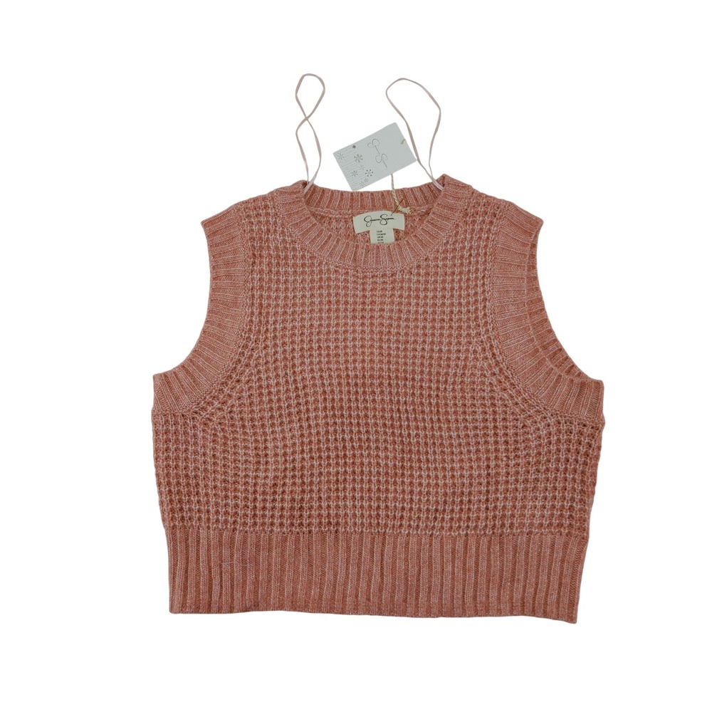 Jessica Simpson Pink Waffle Knit‎ Sleeveless Sweater Vest Women's M